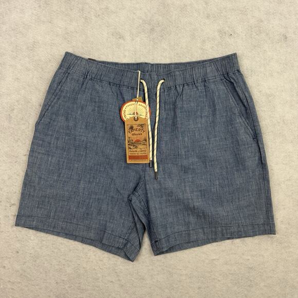 Faherty Essential Chambray Short 6.5" Drawstring Size XL indigo Dye NEW - Picture 3 of 14